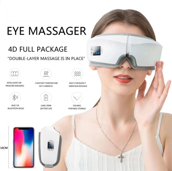 4D Smart Airbag Vibration Hot Compress Fatigue Bluetooth Music Wrinkle Relax Eye Massager