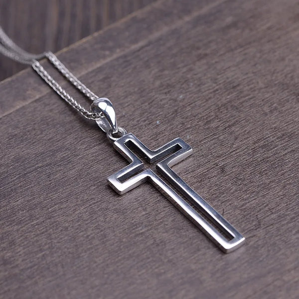 Mens and Womens 925 Sterling Silver Simple Cross Pendant
