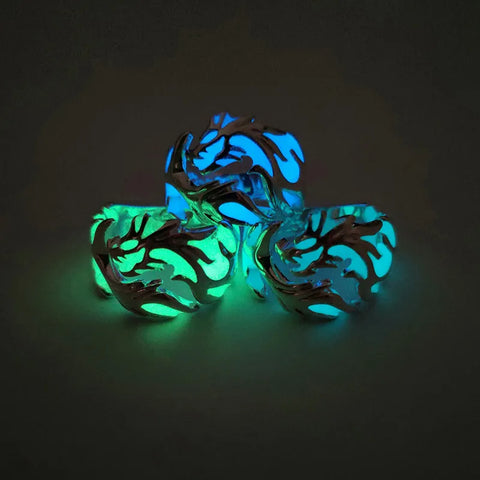 Mens Glow-in-the-dark Adjustable Dragon Ring