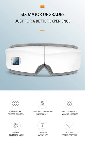 4D Smart Airbag Vibration Hot Compress Bluetooth Eye Massage Glasses For Fatigue & Wrinkles
