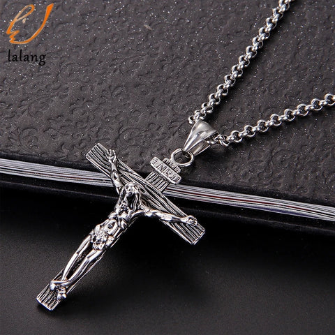 Mens Silver 3D Crucifix Necklace