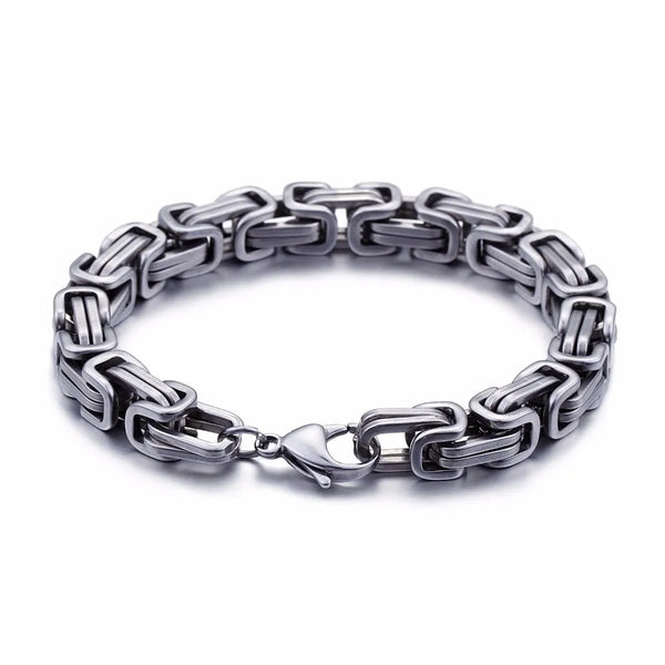 Mens Handmade 5mm/6mm/8mm Wide Stainless Steel King Byzantine Chain Necklace Bracelet