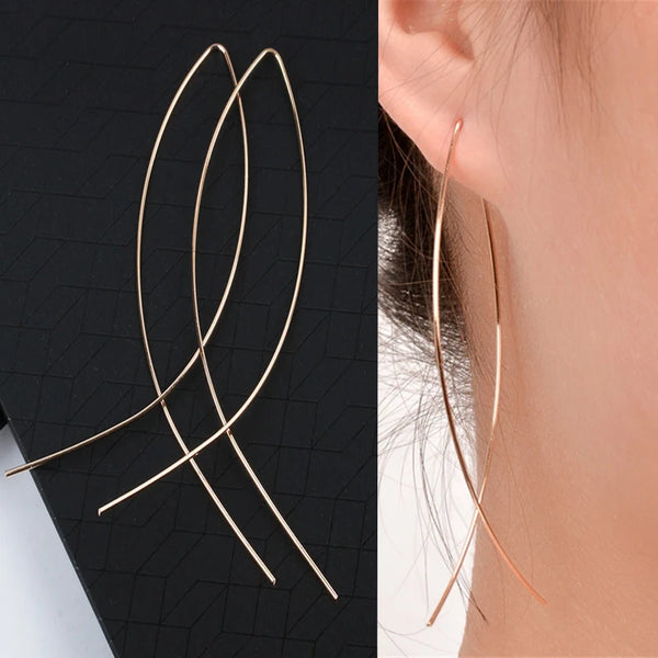 Womens Luxury Large Hoop Earrings Gold Color Double Zircon Stone