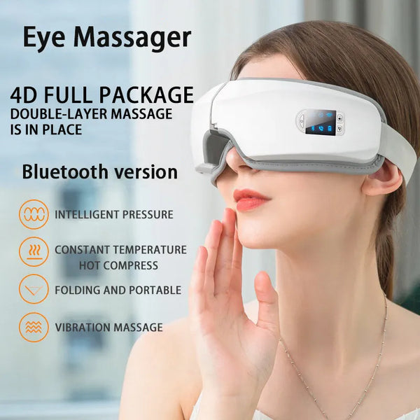 4D Smart Airbag Vibration Hot Compress Bluetooth Eye Massage Glasses For Fatigue & Wrinkles