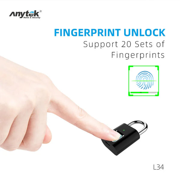 Smart Home USB Rechargeable Fingerprint Mini Padlock