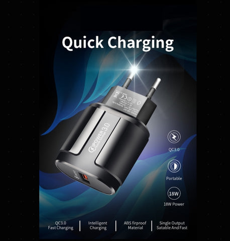 Quick Charge 3.0 USB, US EU, Universal Mobile Phone Charging Wall Adapter