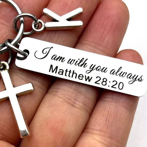 Stainless Steel Laser Engraved I Am Always with You Keychain