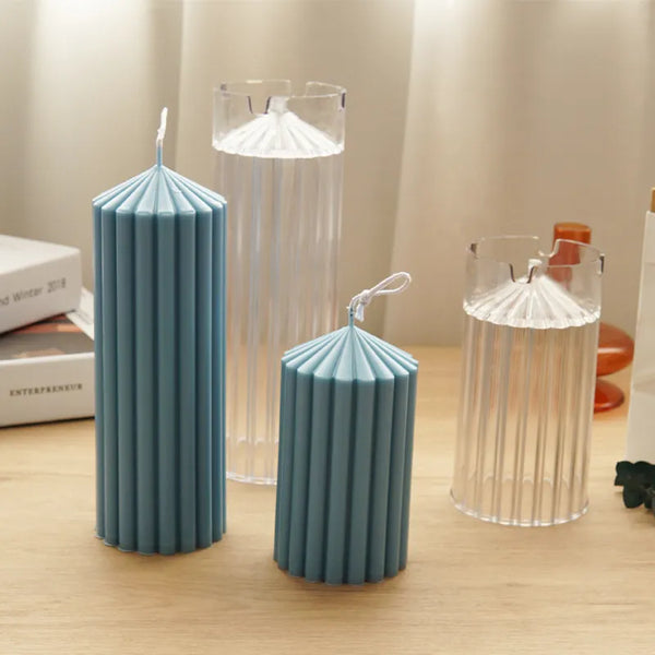 Candles geometrical shapes silicone striped cylinder knot molds