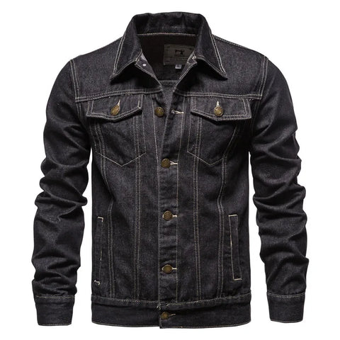 Mens Jean Jacket Denim Turn Down Collar