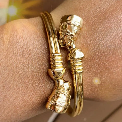 Womens Stainless Steel Gold Color Queen Nefertiti Cuff Bracelet & More