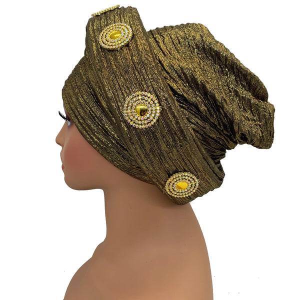 Women's African Turban Diamonds Head Wraps Geles Hat