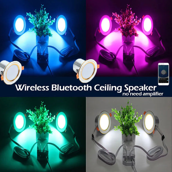 Smart Home Audio Bluetooth In-ceiling LED Speakers - Dimmable Color Changing