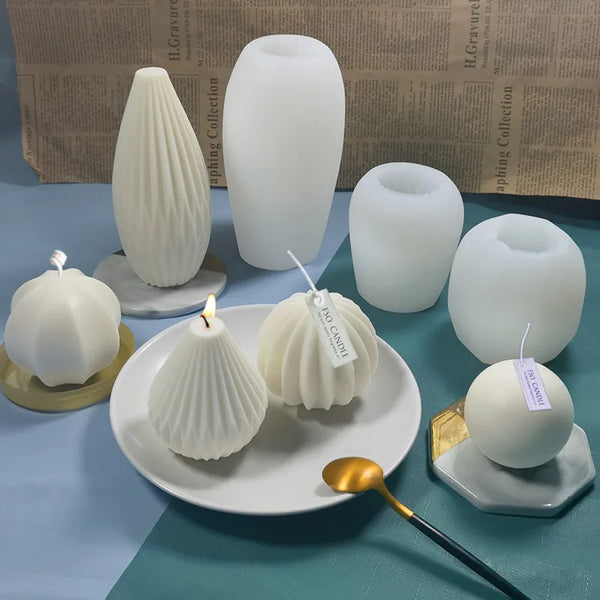 Candles geometrical shapes silicone striped cylinder knot molds