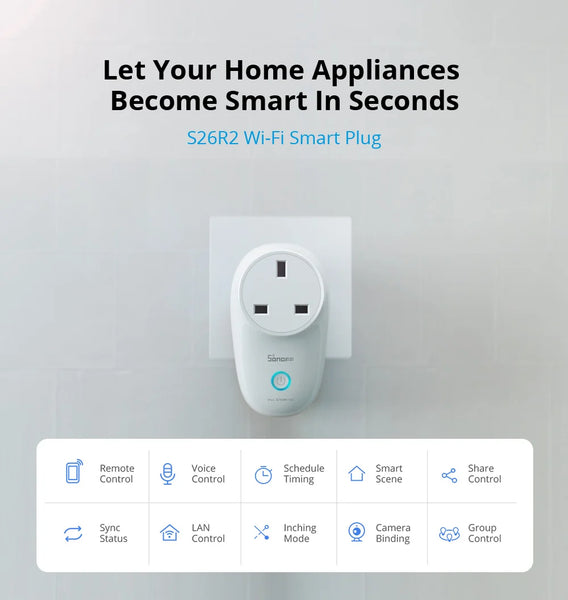 Smart Socket Sonoff S26 WiFi Power Sockets Alexa Google Assistant IFTTT