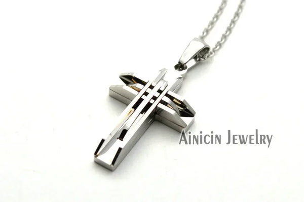 Mens 316L Stainless Steel 50cm Chain Necklace Cross