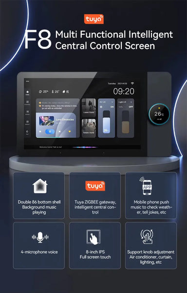 Smart Home Control Panel, 8 inch Touch Screen, Built-In Smart Life App Alexia
