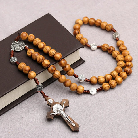 Wooden Beaded Rosary with Jesus on the cross