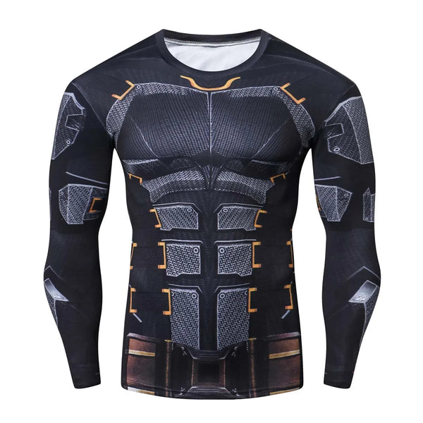 Mens Bodybuilding Quick Dry Tight Compression Long Sleeve Super Heros Shirt