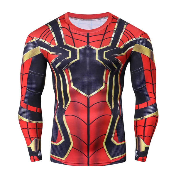 Mens Bodybuilding Quick Dry Tight Compression Long Sleeve Super Heros Shirt