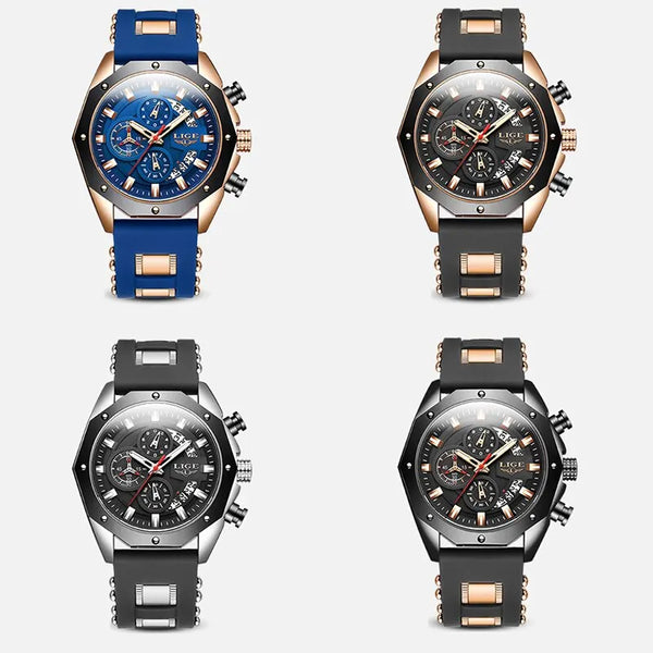 Mens LIGE Luxury Sport Watch Quartz Date Clock Waterproof Wristwatch Chronograph 2024