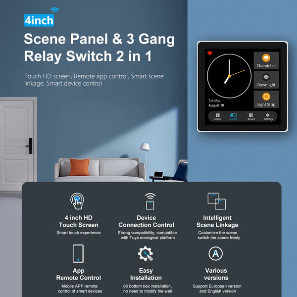 Smart Home Control Screen Panel 3 Gang Smart Life App