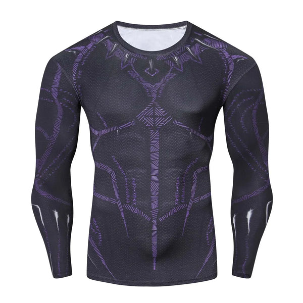 Mens Bodybuilding Quick Dry Tight Compression Long Sleeve Super Heros Shirt