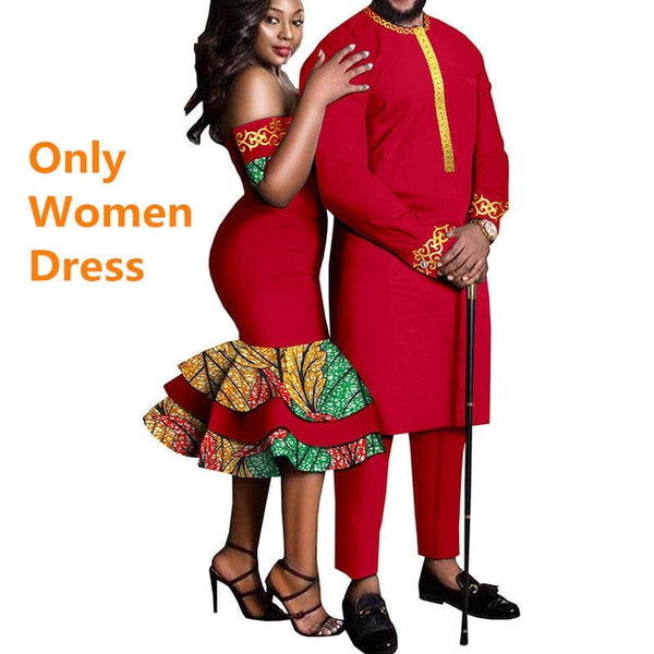 Couples African Dashikis Mermaid Dresses Mens Outfit