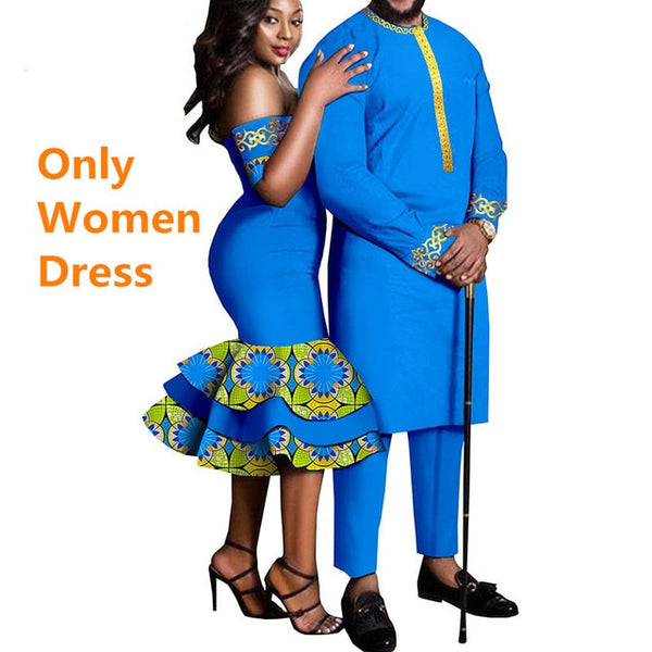 Couples African Dashikis Mermaid Dresses Mens Outfit