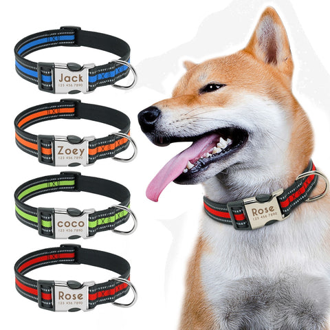 Pet Collar with Engraved Personalized ID Tag