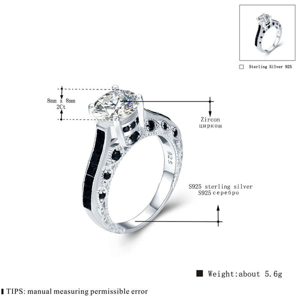 Womens Black Awn Luxurious Silver Color Fashion Rings
