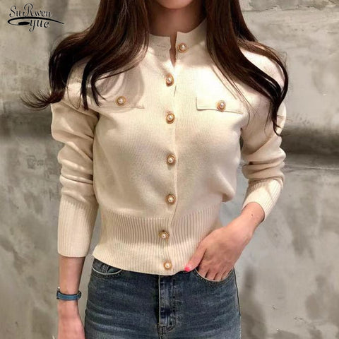 Womens Knitted Button up Cardigan Sweater
