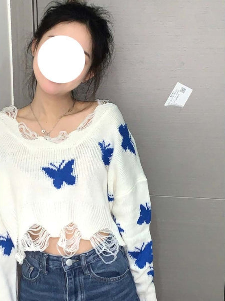 Womens Korean Fashion Knitted Sweaters Cropped Off Shoulder