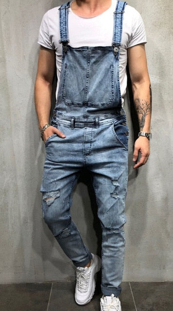 Men s Fashion Ripped Jean Overalls S XXXL Willows Finest Treasures