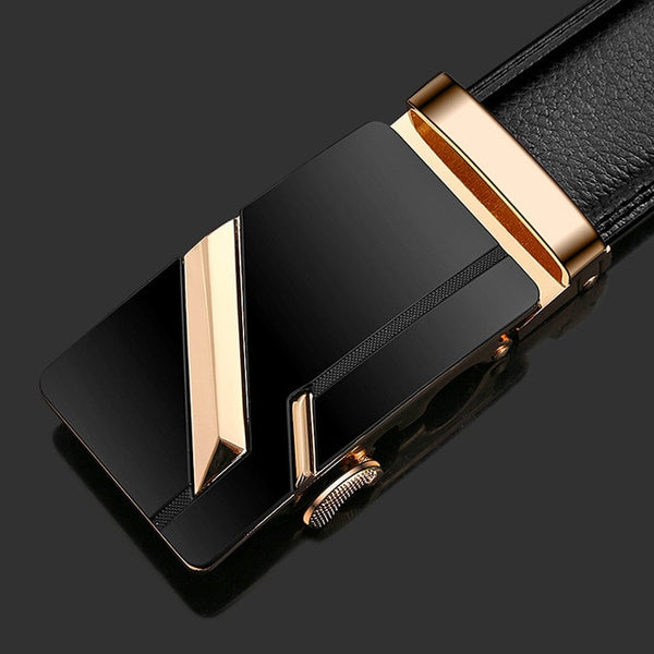 Mens Luxury Designer Cowhide Leather Belts, Automatic Buckle
