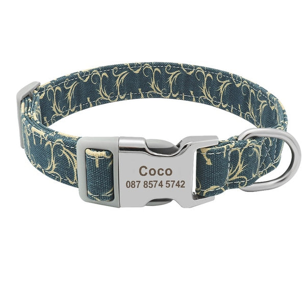 Personalized Nylon ID Dog Collar - Free Engraving Small Medium Large Dogs