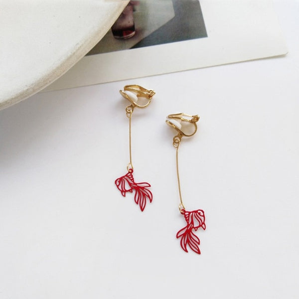 Womens Chinese Style Goldfish Earrings - Crosses heart lock & Key & more