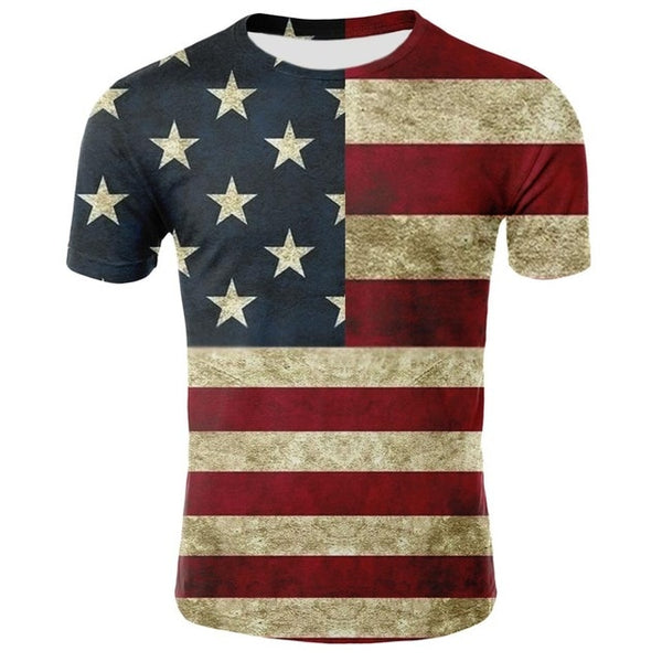 Men's 3D print Funny Optical Illusion T-shirts American Flag
