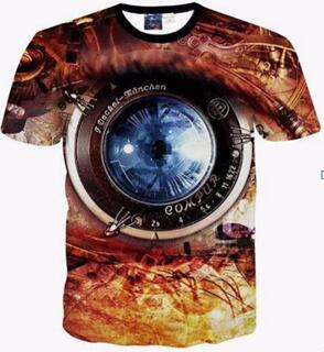Men's 3D print Funny Optical Illusion T-shirts Camera Eye Lens