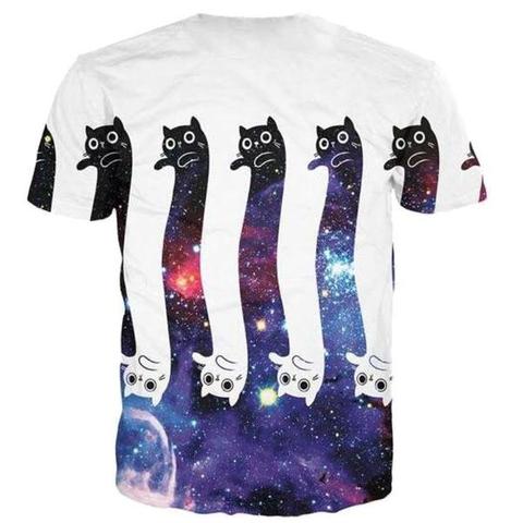 Men's 3D print Funny Optical Illusion T-shirts Black & White Cats illusion