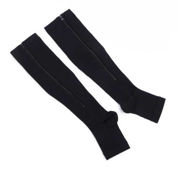 Unisex Zippered Leg Compression Stockings -  Prevents Varicose Veins