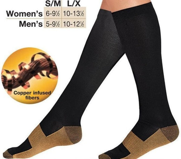 Unisex Zippered Leg Compression Stockings -  Prevents Varicose Veins