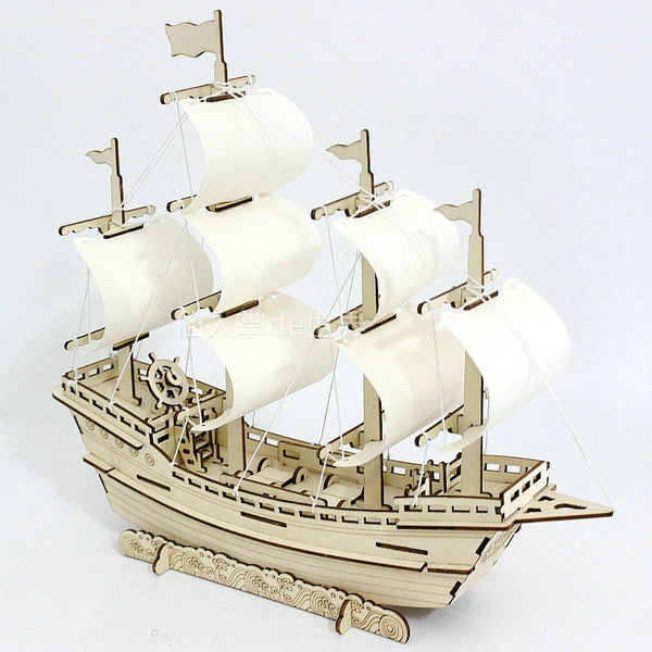 3D DIY Wooden Jigsaw Puzzle Model Building Kits - Sailing Ship