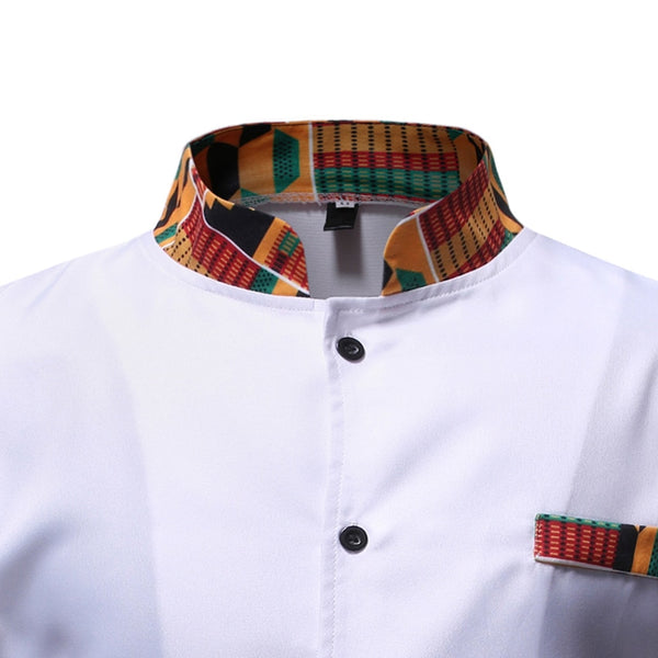 Mens 2piece Dashiki Set - Collar With Full Sleeve Shirt & Trousers
