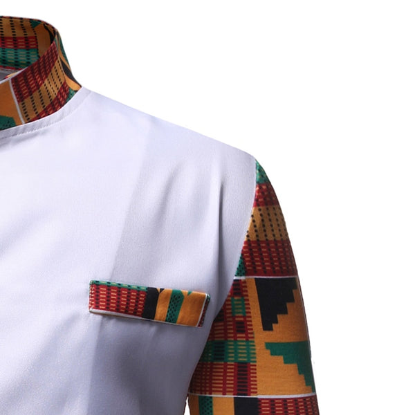 Mens 2piece Dashiki Set - Collar With Full Sleeve Shirt & Trousers