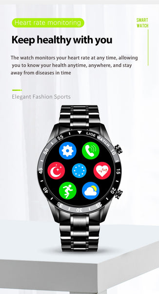 Mens LIGE Luxury Brand Multifunctional Smart Watch