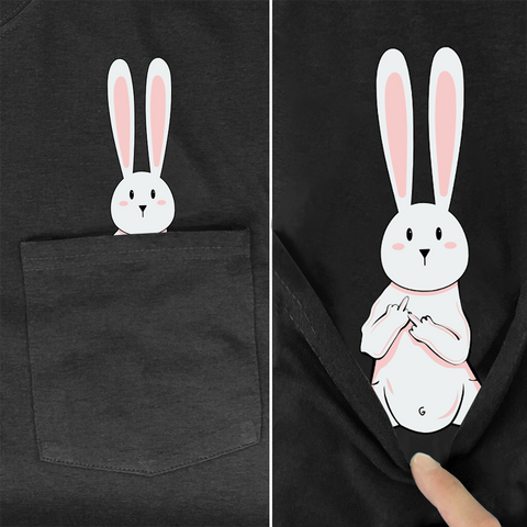 Animals in Pocket Funny T-shirts - Rabbit