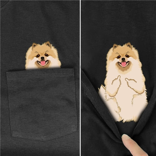Animals in Pocket Funny T-shirts-Dog