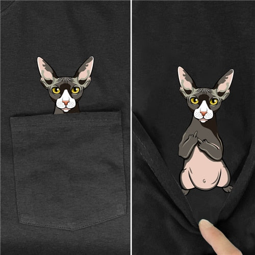Animals in Pocket Giving Finger T-shirts-Chiwawa