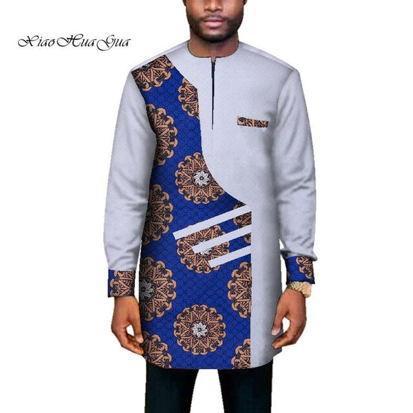 Mens African Clothing Dashiki Shirt + Ankara Pant Set