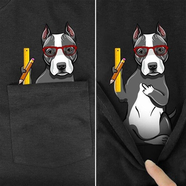 Animal in T-shirt Pocket giving the finger Boxer w ruler pencil wearing glasses